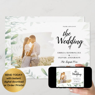 LeahG Foto Overlay GREENERY Wedding Einladung