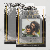 LeahG FOTO Wedding Black Gold INK Rett Date Einladung (Vorne/Hinten)
