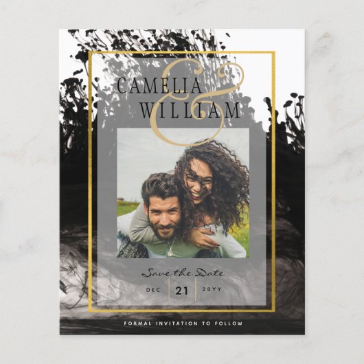 LeahG FOTO Wedding Black Gold INK Rett Date Flyer (Vorne)