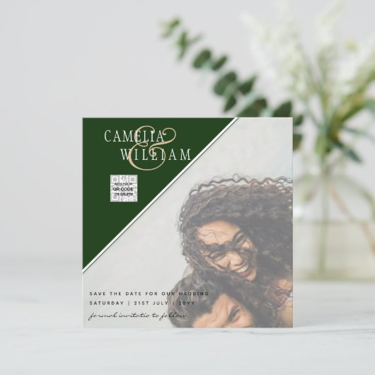 LeahG FOTO WEDDING QR CODE UAWG DATUM EINLADEN (Stehend Vorderseite)