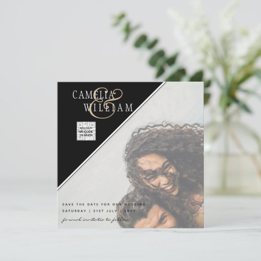 LeahG FOTO WEDDING QR CODE UAWG DATUM EINLADEN (Stehend Vorderseite)