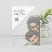 LeahG FOTO WEDDING QR CODE UAWG DATUM EINLADEN Einladung (Stehend Vorderseite)