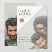 LeahG FOTO WEDDING QR CODE UAWG DATUM EINLADEN Einladung (Vorne/Hinten)