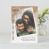 LeahG Glitzer Tropfens Foto Overlay Wedding Einlad Einladung (Stehend Vorderseite)