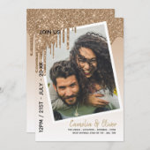 LeahG Glitzer Tropfens Foto Overlay Wedding Einlad Einladung (Vorne/Hinten)