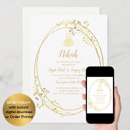 LeahG Gold White Islamic Wedding lädt ein Einladung