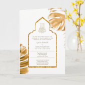 LeahG Gold White Islamic Wedding lädt ein Karte (Gelbe Blume)
