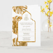 LeahG Gold White Islamic Wedding lädt ein Karte (Gelbe Blume)