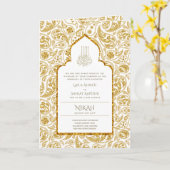 LeahG Gold White Islamic Wedding lädt ein Karte (Gelbe Blume)
