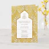 LeahG Gold White Islamic Wedding lädt ein Karte (Gelbe Blume)