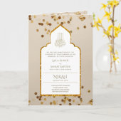 LeahG Gold White Islamic Wedding lädt ein Karte (Gelbe Blume)