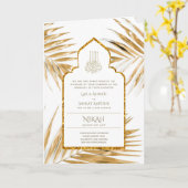 LeahG Gold White Islamic Wedding lädt ein Karte (Gelbe Blume)