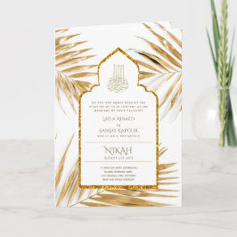 LeahG Gold White Islamic Wedding lädt ein Karte