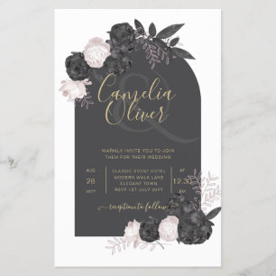 LeahG Graue Rosen Moderne Herbst-Winter-Hochzeit Flyer