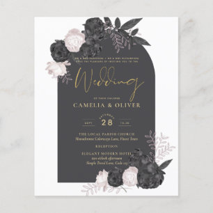 LeahG Graue Rosen Moderne Herbst-Winter-Hochzeit Flyer