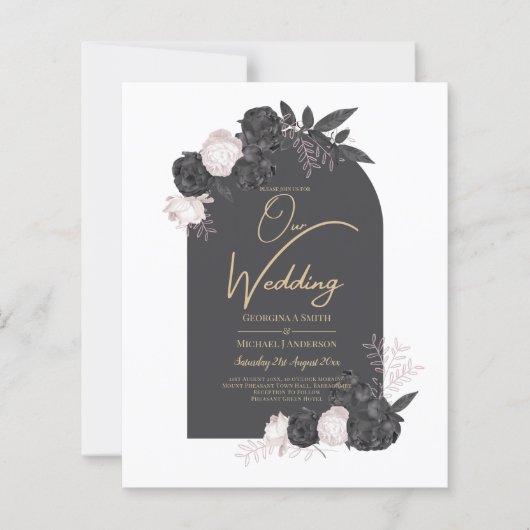 LeahG Gray Pink Roses Modern Herbst Winter Wedding (Vorderseite)