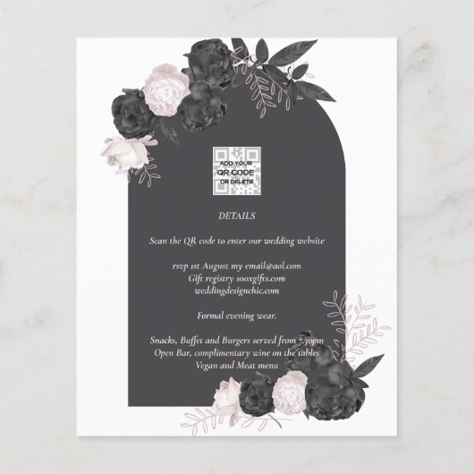 LeahG Gray Pink Roses Modern Herbst Winter Wedding (Rückseite)