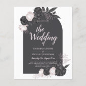 LeahG Gray Pink Roses Modern Herbst Winter Wedding (Vorderseite)