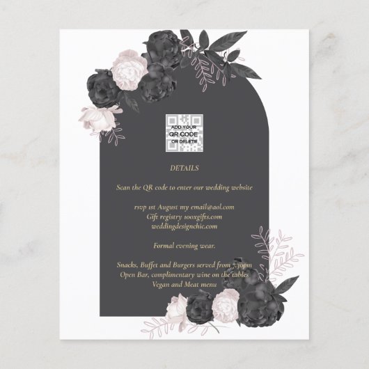 LeahG Gray Pink Roses Modern Herbst Winter Wedding (Rückseite)