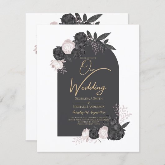 LeahG Gray Pink Roses Modern Herbst Winter Wedding (Vorne/Hinten)