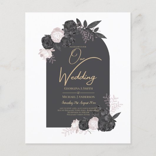 LeahG Gray Pink Roses Modern Herbst Winter Wedding Flyer (Vorne)