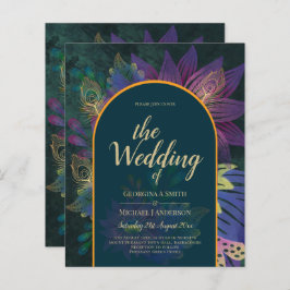 LeahG Green Lila Gold JEWEL TONES Wedding INVITE