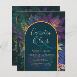 LeahG Green Lila Gold JEWEL TONES Wedding INVITE
