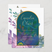 LeahG Green Lila Gold JEWEL TONES Wedding INVITE