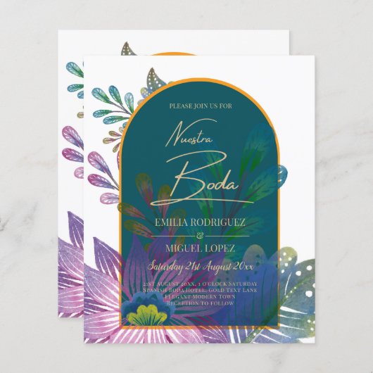 LeahG Green Lila Gold JEWEL TONES Wedding INVITE (Vorne/Hinten)