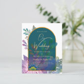 LeahG Green Lila Gold JEWEL TONES Wedding INVITE (Stehend Vorderseite)