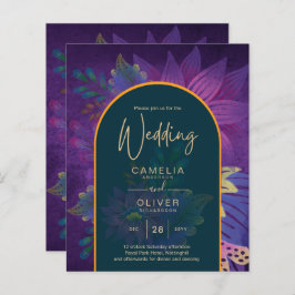 LeahG Green Lila Gold JEWEL TONES Wedding INVITE