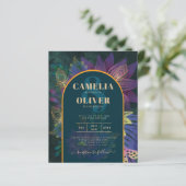 LeahG Green Lila Gold JEWEL TONES Wedding INVITE (Stehend Vorderseite)
