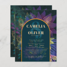 LeahG Green Lila Gold JEWEL TONES Wedding INVITE