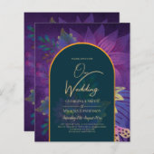 LeahG Green Lila Gold JEWEL TONES Wedding INVITE (Vorne/Hinten)
