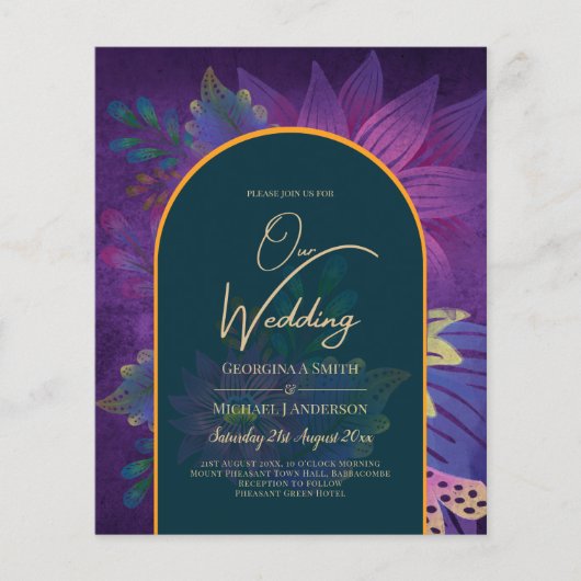 LeahG Green Lila Gold JEWEL TONES Wedding INVITE (Vorderseite)