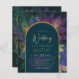 LeahG Green Lila Gold JEWEL TONES Wedding INVITE