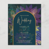 LeahG Green Lila Gold JEWEL TONES Wedding INVITE (Vorderseite)