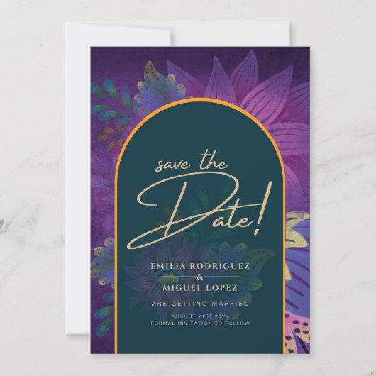 LeahG Green Lila Gold JEWEL TONES Wedding INVITE Einladung (Vorderseite)