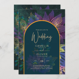 LeahG Green Lila Gold JEWEL TONES Wedding INVITE Einladung
