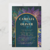 LeahG Green Lila Gold JEWEL TONES Wedding INVITE Einladung (Vorderseite)