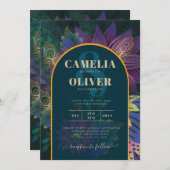 LeahG Green Lila Gold JEWEL TONES Wedding INVITE Einladung (Vorne/Hinten)