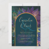 LeahG Green Lila Gold JEWEL TONES Wedding INVITE Einladung (Vorderseite)
