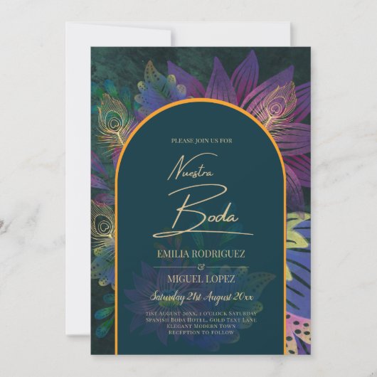LeahG Green Lila Gold JEWEL TONES Wedding INVITE Einladung (Vorderseite)