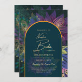 LeahG Green Lila Gold JEWEL TONES Wedding INVITE Einladung (Vorne/Hinten)