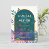 LeahG Green Lila Gold JEWEL TONES Wedding INVITE Einladung (Stehend Vorderseite)