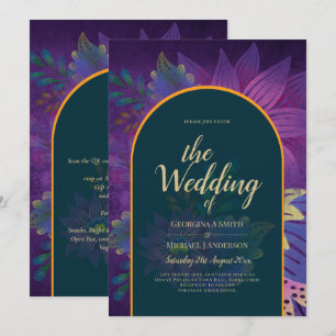 LeahG Green Lila Gold JEWEL TONES Wedding INVITE Einladung