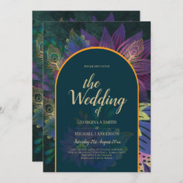 LeahG Green Lila Gold JEWEL TONES Wedding INVITE Einladung