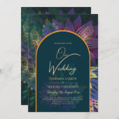 LeahG Green Lila Gold JEWEL TONES Wedding INVITE Einladung (Vorne/Hinten)