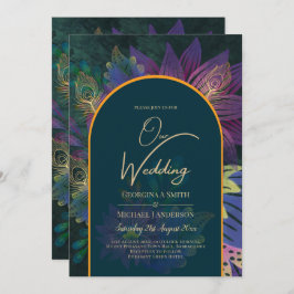 LeahG Green Lila Gold JEWEL TONES Wedding INVITE Einladung