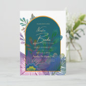 LeahG Green Lila Gold JEWEL TONES Wedding INVITE Einladung (Stehend Vorderseite)